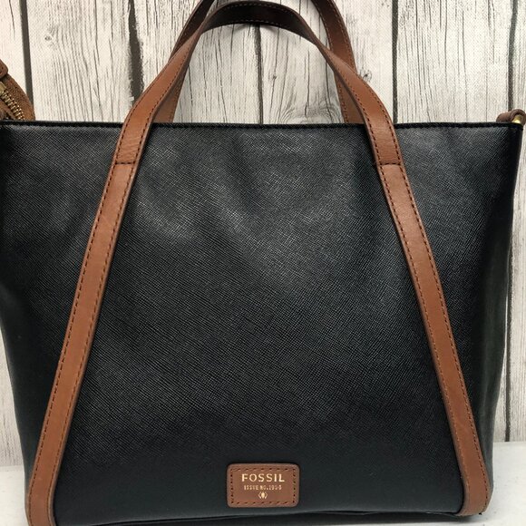 Fossil Handbags - Fossil Black Saffiano Leather Bag